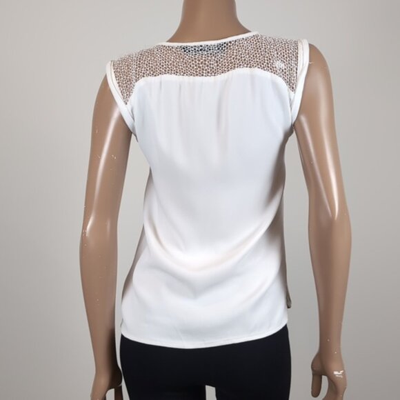 Zara Rolled Cap Sleeve Top Netted Mesh Shoulder Boxy Fit Summer Crew Neck - Picture 5 of 10